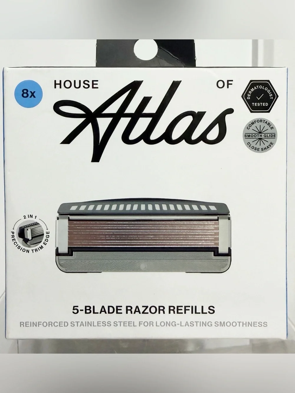 8 Count ~ House of Atlas 5 Blade Razor Refills Stainless Steel ~ New in Box